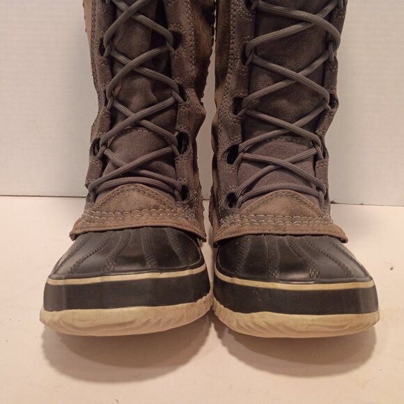 SOREL Cate Women's Sz 5US/36EU Gray Tall Fur Lined Snow Boot Lace-Up - Picture 7 of 13